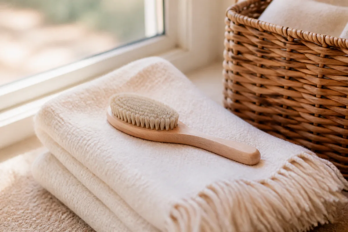 Brosse douce et panier pour l’entretien du poil du Papillon