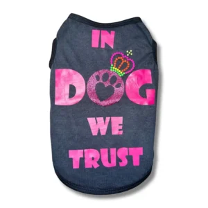 T-shirt pour chien noir et rose in dog we trust - vêtements chiens et chats