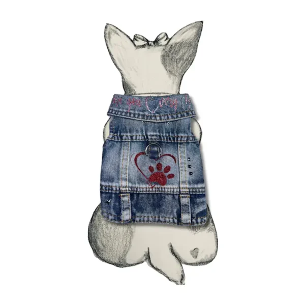 blouson pour chien en jean Mini love you