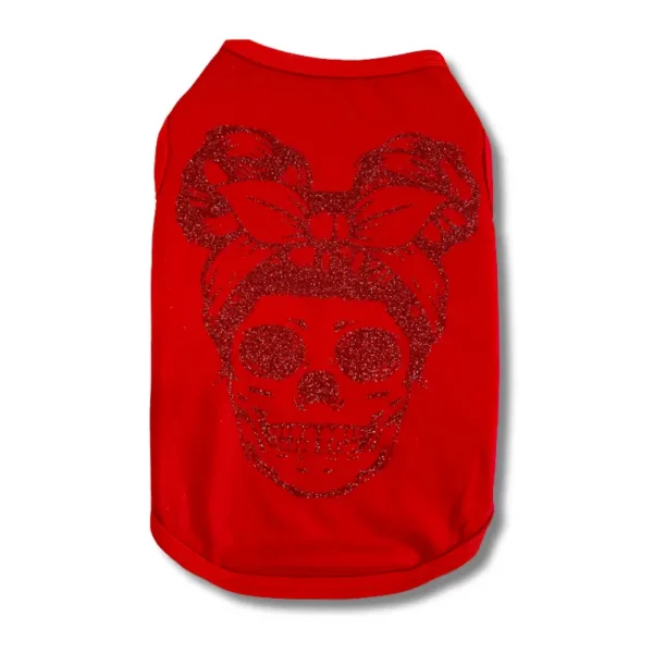 tshirt chien rouge paillette tendance rockndog