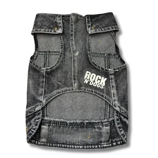 blouson chien jean noir rock tendance strass