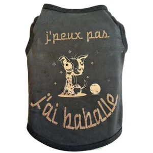 t-shirt noir chien baballe