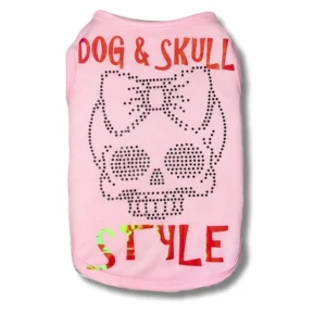 tshirt chien chat rose skully rock anita